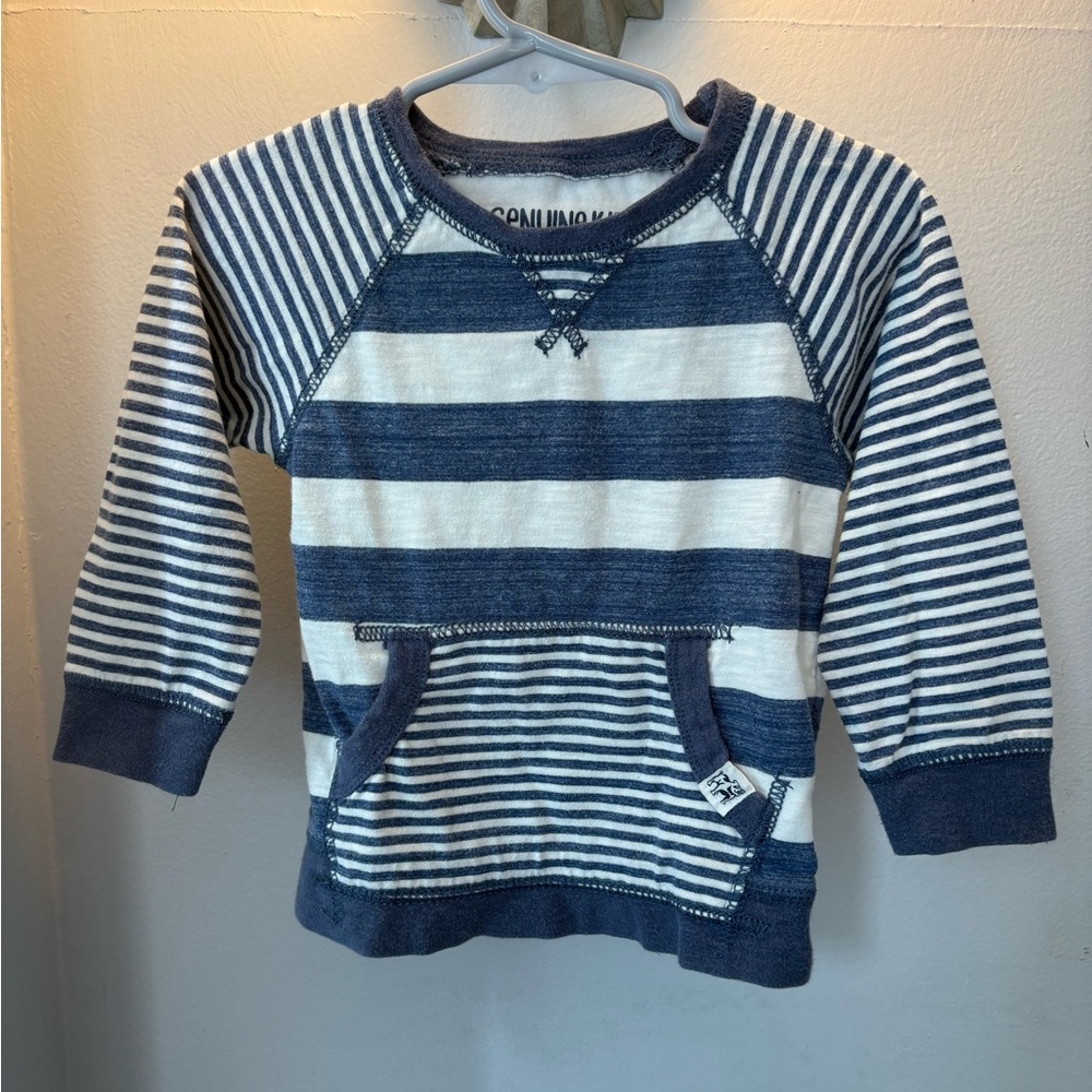 Navy and White Striped Kids Long Sleeve Tee